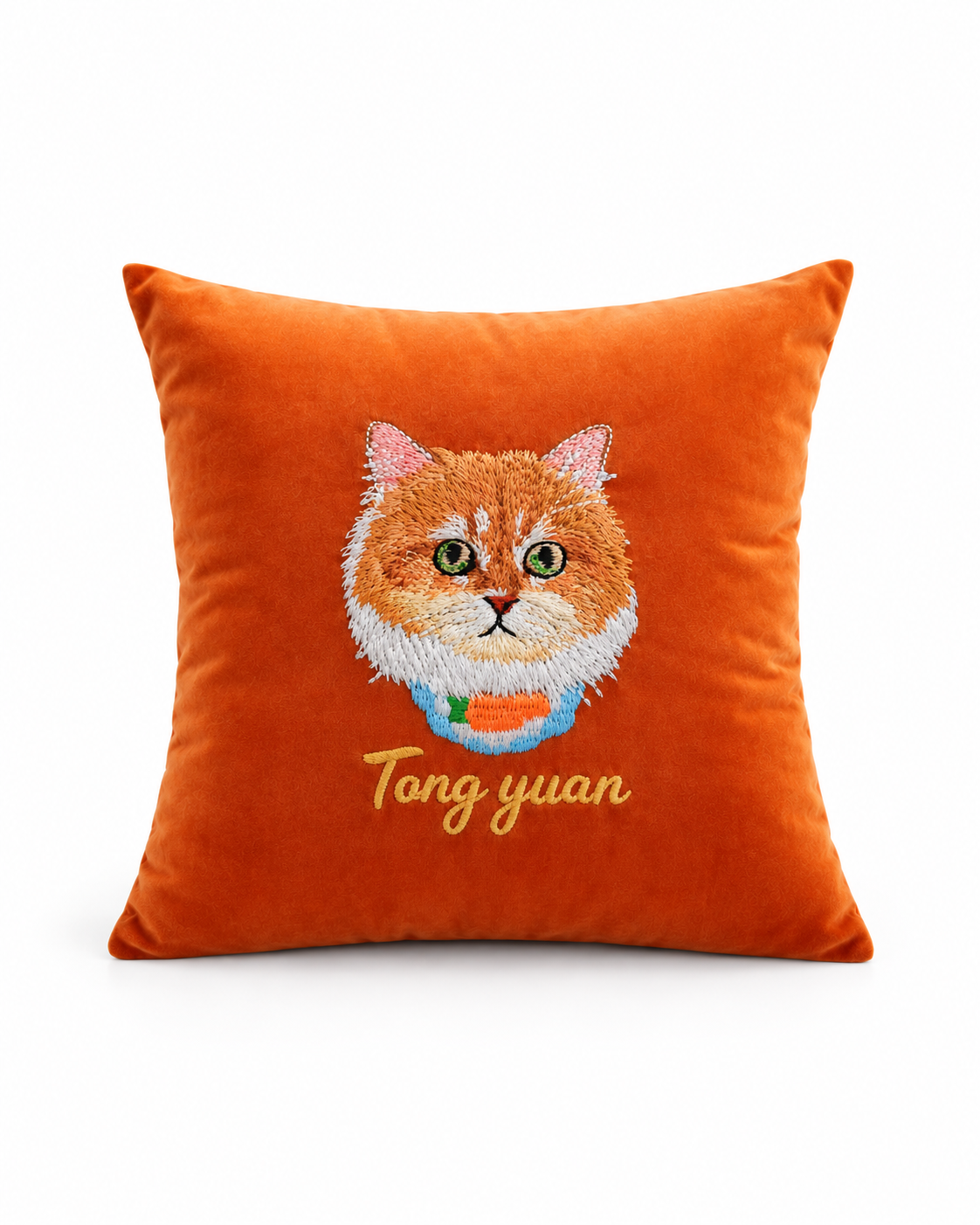 custom-cat-portrait-embroidered-cushion-orange - MONSTERiSH