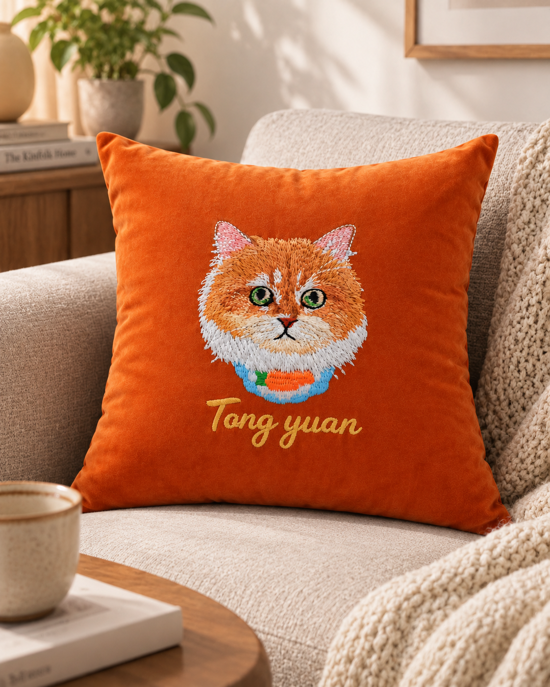 personalised-cat-portrait-cushion-home-decor-orange - MONSTERiSH