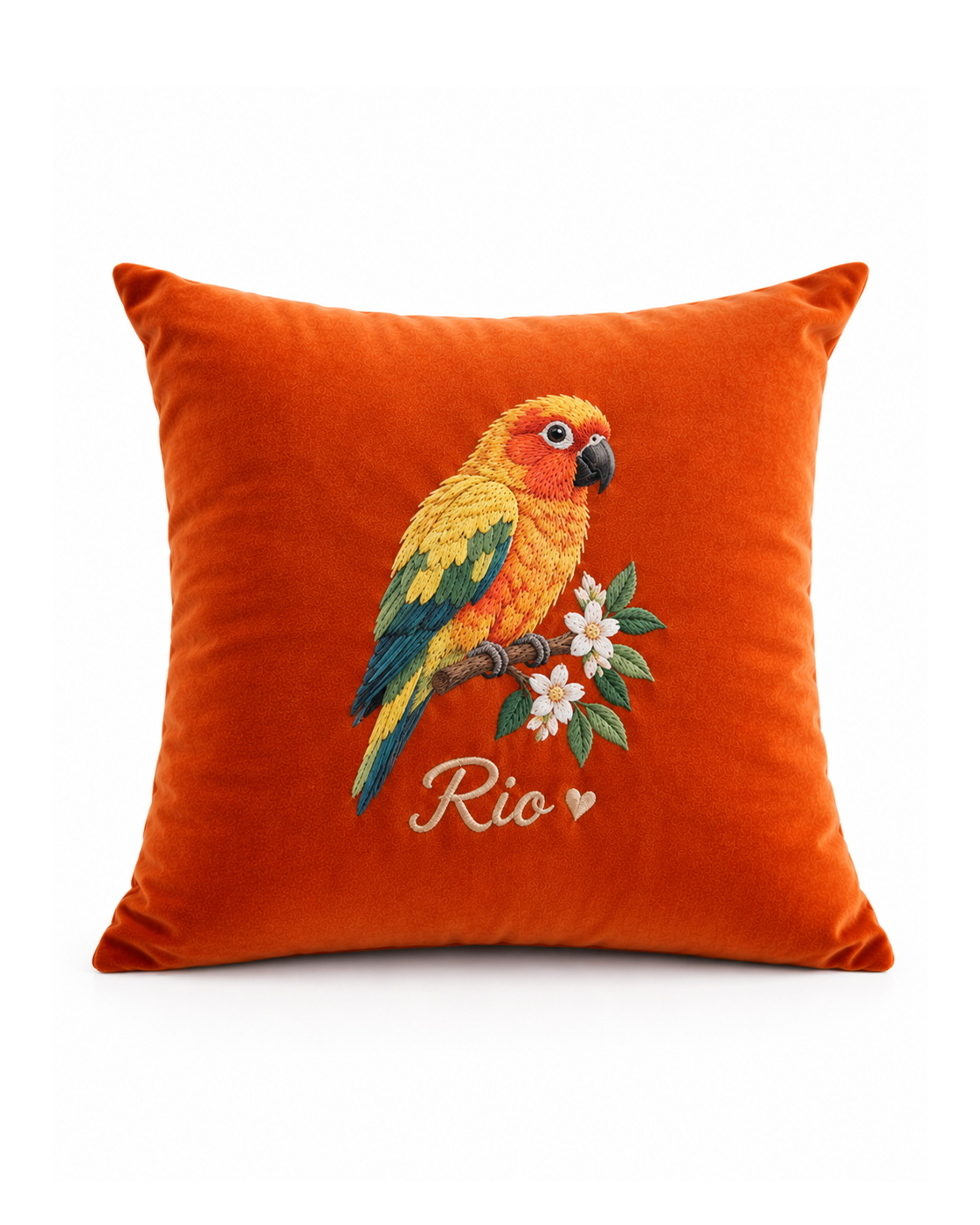personalised-parrot-embroidered-cushion-orange - MONSTERiSH