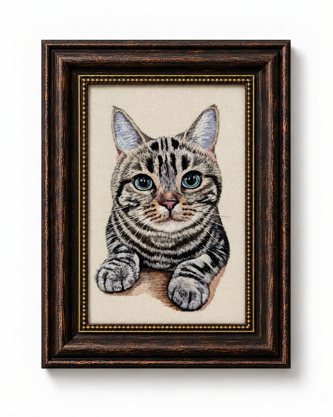 personalised-tabby-cat-portrait-embroidery-vintage-frame - MONSTERiSH